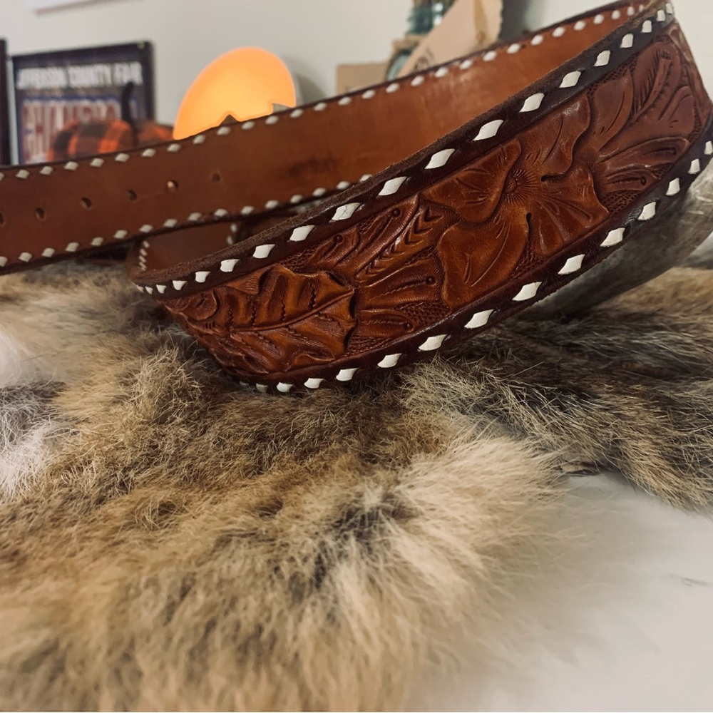 Vintage leather tooled belt